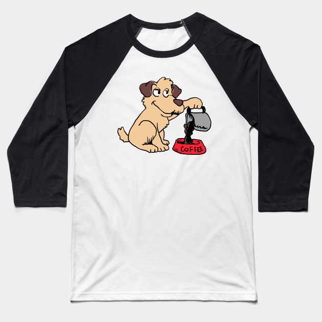 Coffee Dog Baseball T-Shirt by Mako Design 